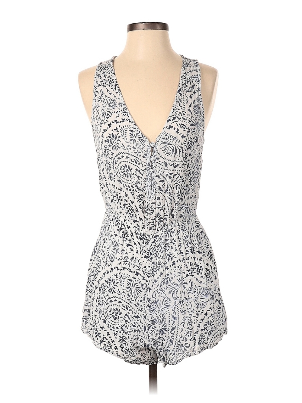 EUC Abercrombie Sleeveless V-Neck Paisley Romper Jumpsuit Onesie S